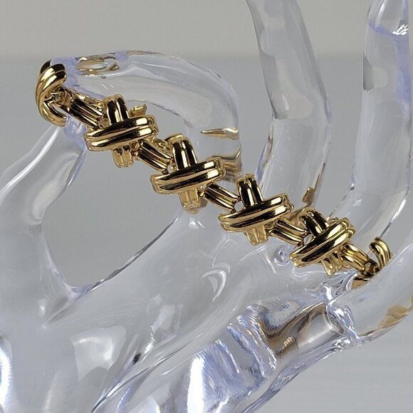 Vintage Designer PCI Gold-Tone X Link Chain Bracelet 8 In Hook Clasp - Picture 1 of 7